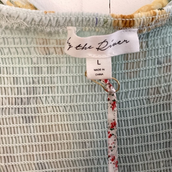 By The River Floral tiered, spaghetti strap,  smocked back maxi dress Large NWT - Picture 6 of 13